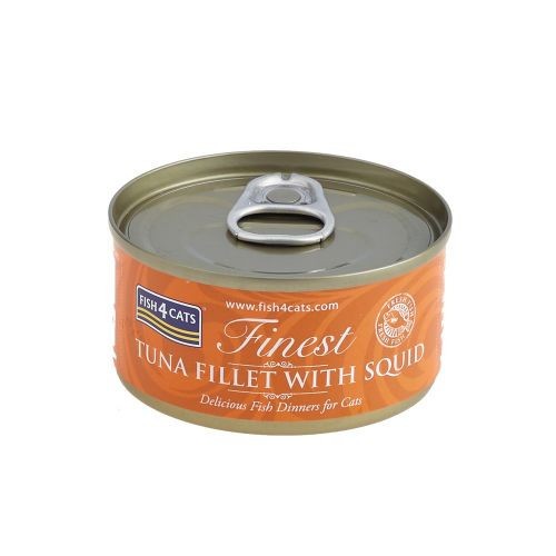 Fish 4 Cats Finest Tuna Fillet With Squid 70G