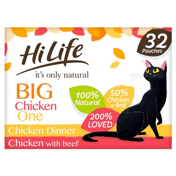 Hilife Natural Pouch Big Chkn One 32Pk 70G