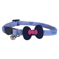 Designer Cat Collars Denim Navy Bow