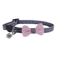 Designer Cat Collars Pink Bow Dogtooth