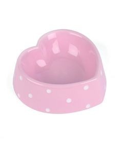 Polka Heart Pet Bowl Pink
