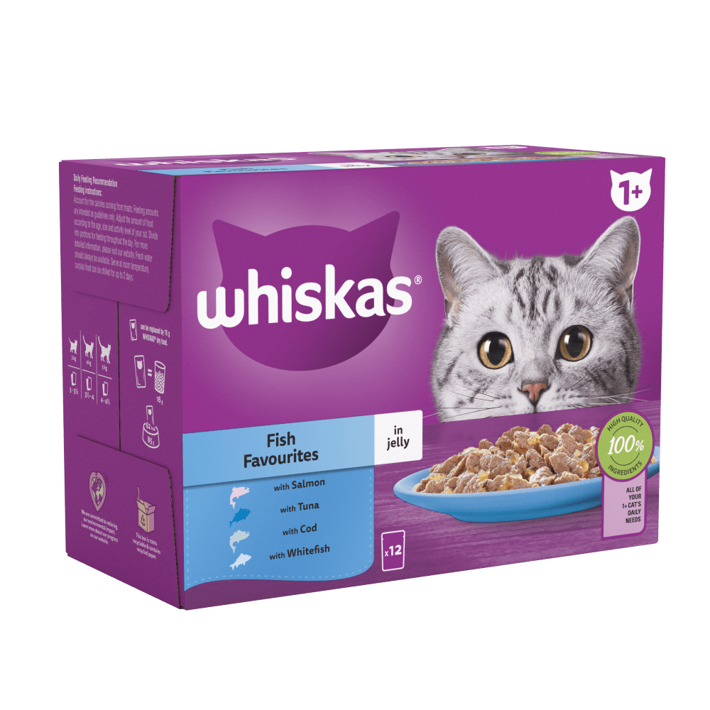 Whiskas 7+ Cat Pouches Fish Favourites In Jelly 12X85G