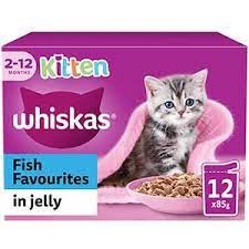 Whiskas® Kitten 2-12 Months Fish Favourites In Jelly Wet Kitten Food Pouches 12 X 85G