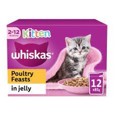 Whiskas® Kitten 2-12 Months Poultry Feasts In Jelly Wet Kitten Food Pouches 12 X 85G