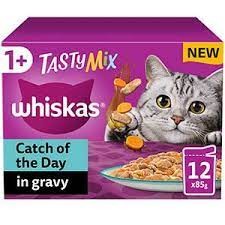 Whiskas® Tasty Mix Catch Of The Day In Gravy 1+ Adult Wet Cat Food Pouches 12 X 85G