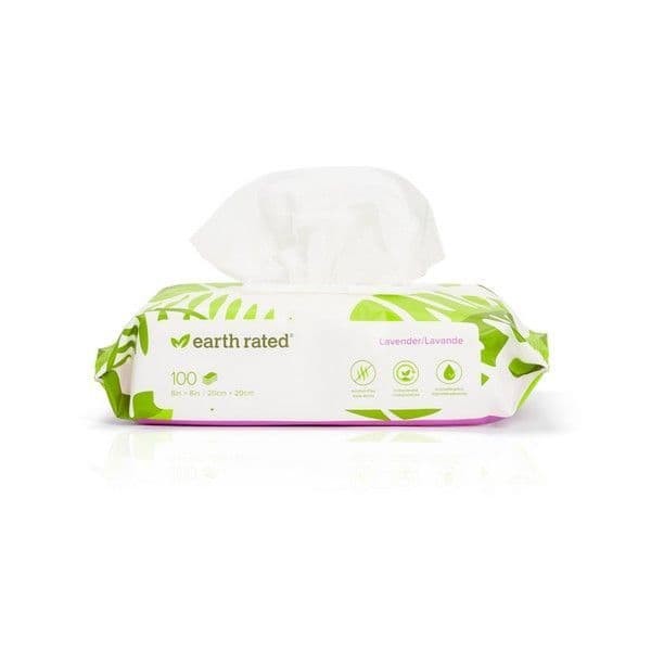 Earth Rated Pet Grooming 100 Dog Wipes Lavender