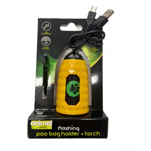 Animal Instinct Flash Safe Poop Bag Holder&Torch Yellow