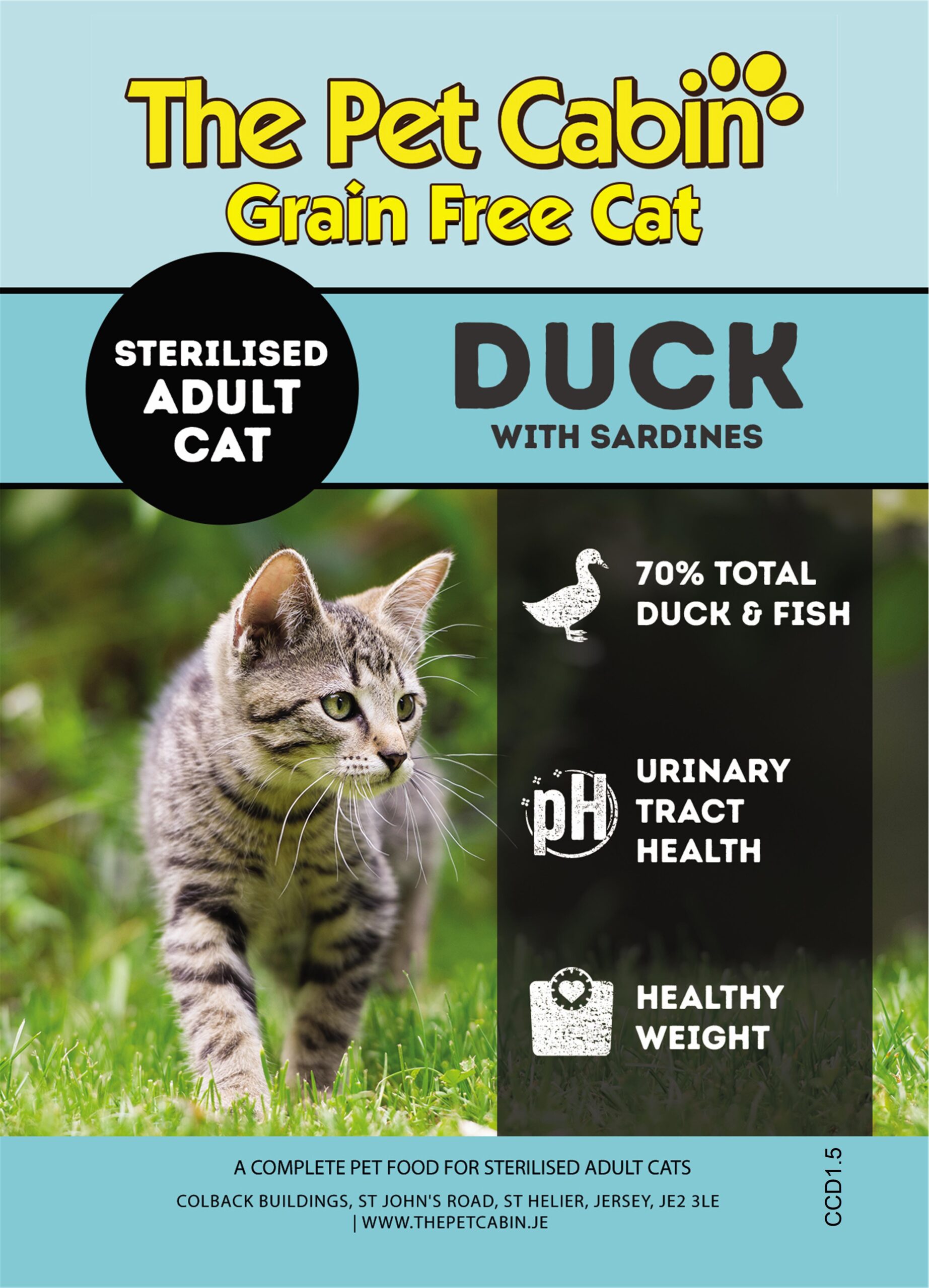 The Pet Cabin Grain Free Cat - Sterilised – Duck with Sardines
