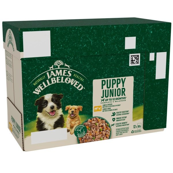 James Wellbeloved Puppy Lamb & Chicken Pouches 12 x 90g