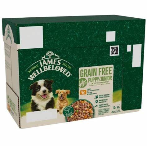 James Wellbeloved Grain Free Puppy Turkey Pouches 12 x 90g